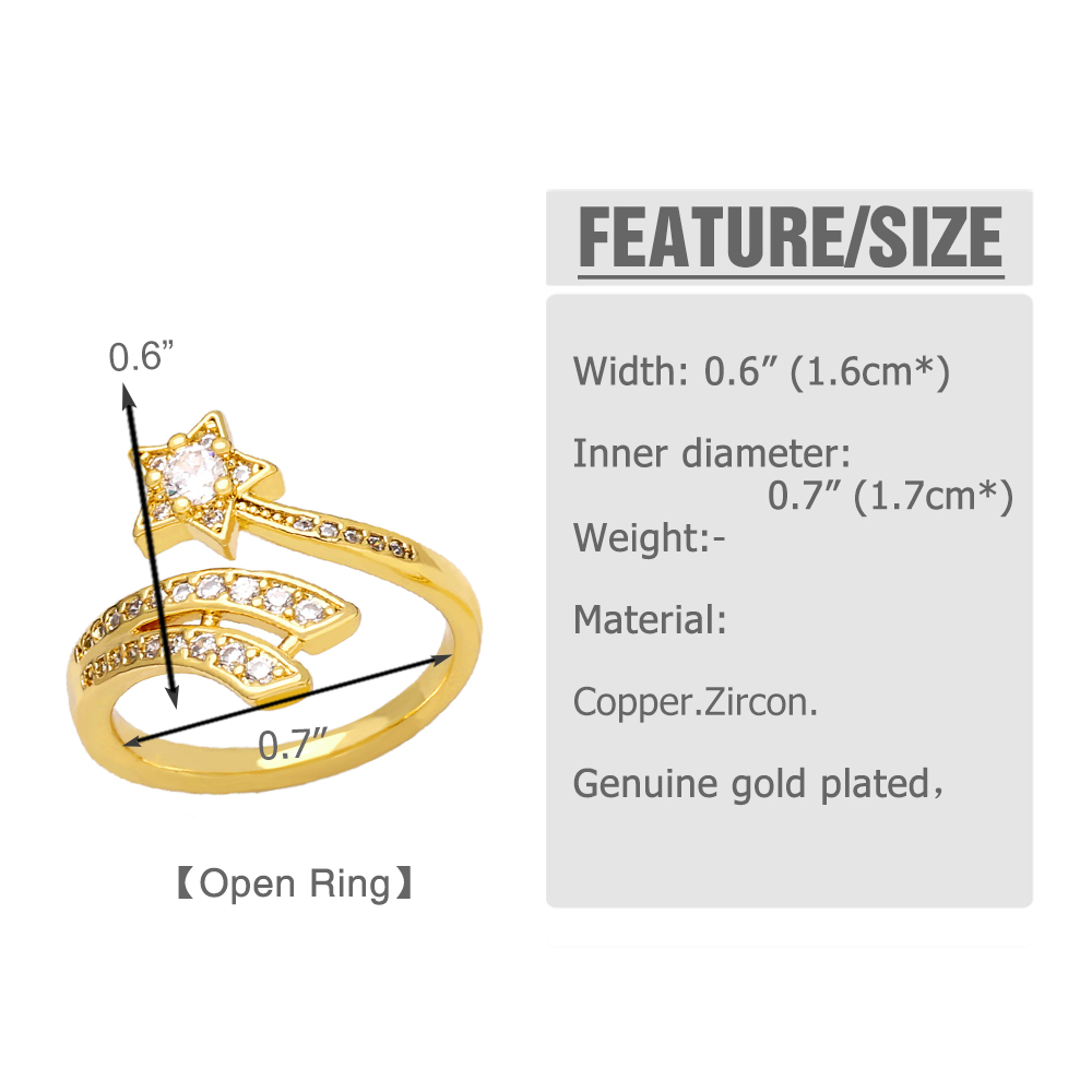 Fashion Devilu0027S Eye Star Butterfly Copper Enamel Gold Plated Zircon Open Ring 1 Piece