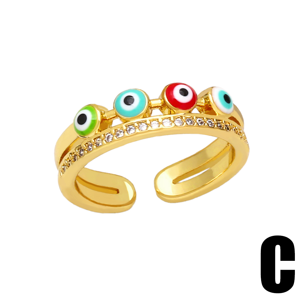 Fashion Devilu0027S Eye Star Butterfly Copper Enamel Gold Plated Zircon Open Ring 1 Piece