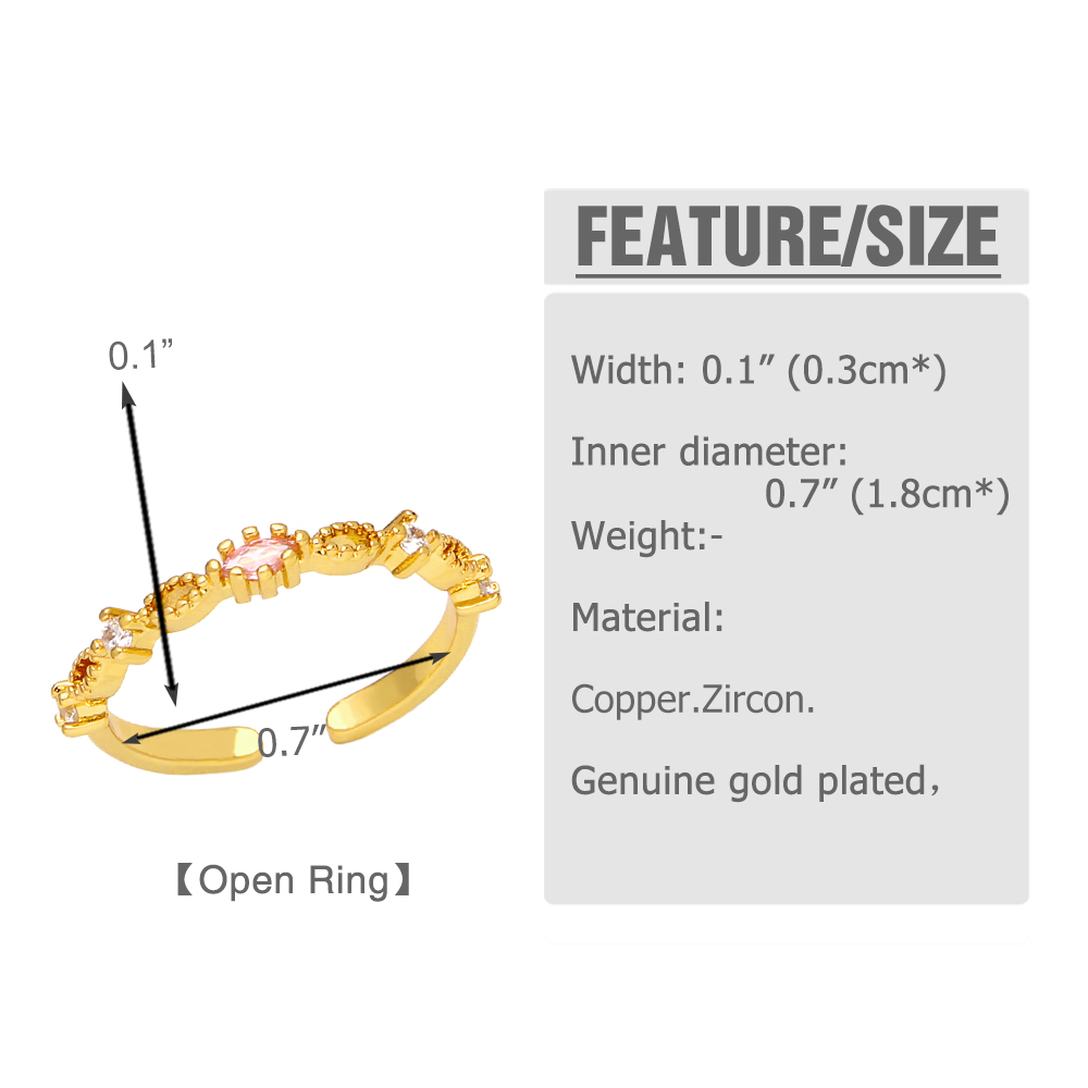 Simple Style Asymmetrical Irregular Copper Gold Plated Zircon Open Ring 1 Piece