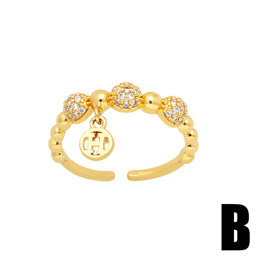 Simple Style Geometric Flower Copper Gold Plated Zircon Open Ring 1 Piece
