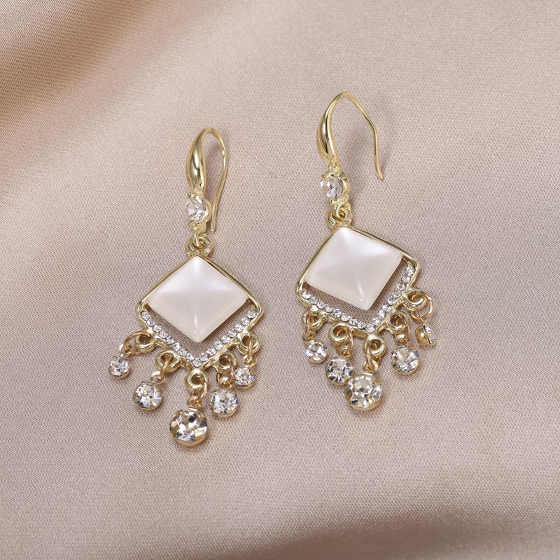 Fashion Round Square Imitation Pearl Alloy opal Womenu0027S Drop Earrings 1 Pair