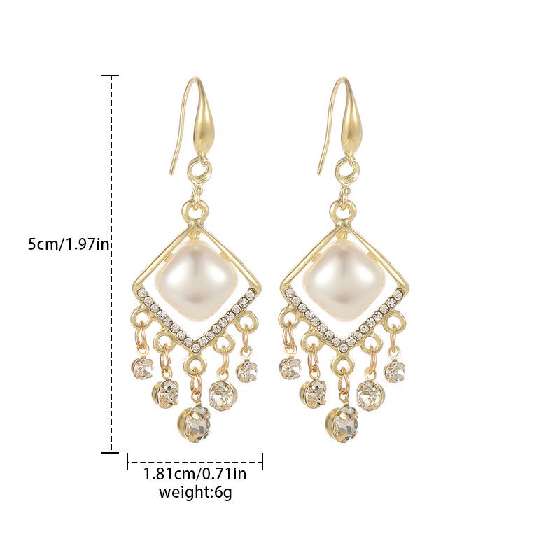 Fashion Round Square Imitation Pearl Alloy opal Womenu0027S Drop Earrings 1 Pair