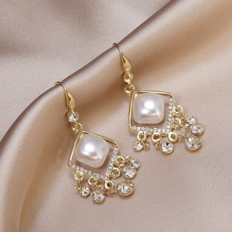 Fashion Round Square Imitation Pearl Alloy opal Womenu0027S Drop Earrings 1 Pair