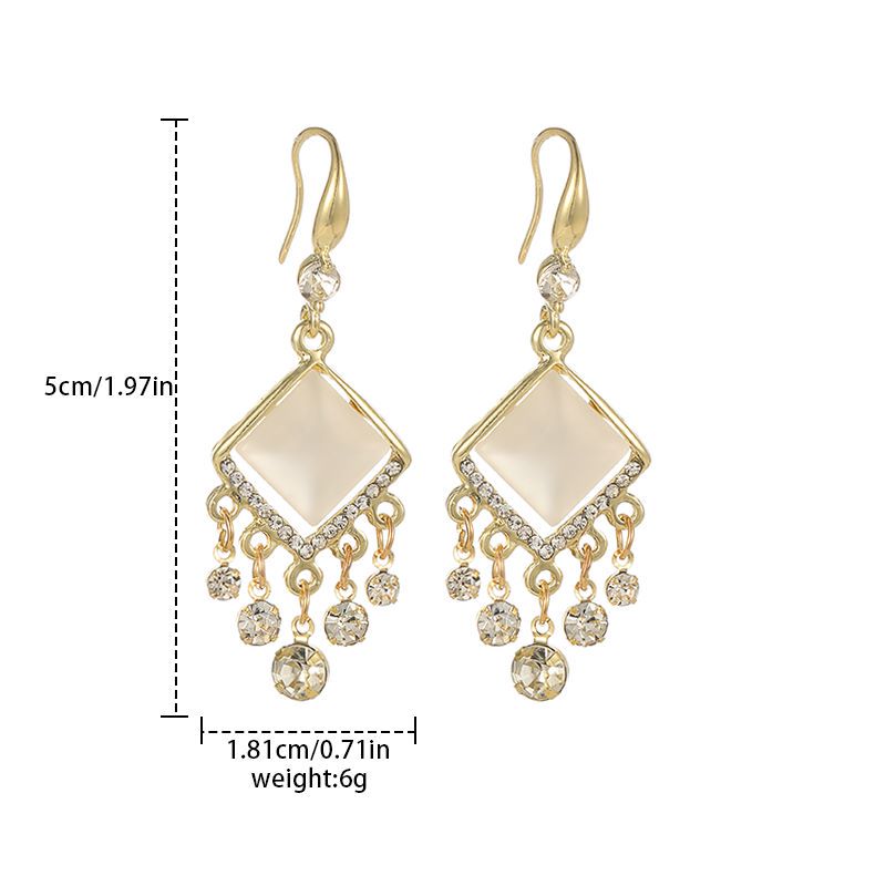 Fashion Round Square Imitation Pearl Alloy opal Womenu0027S Drop Earrings 1 Pair