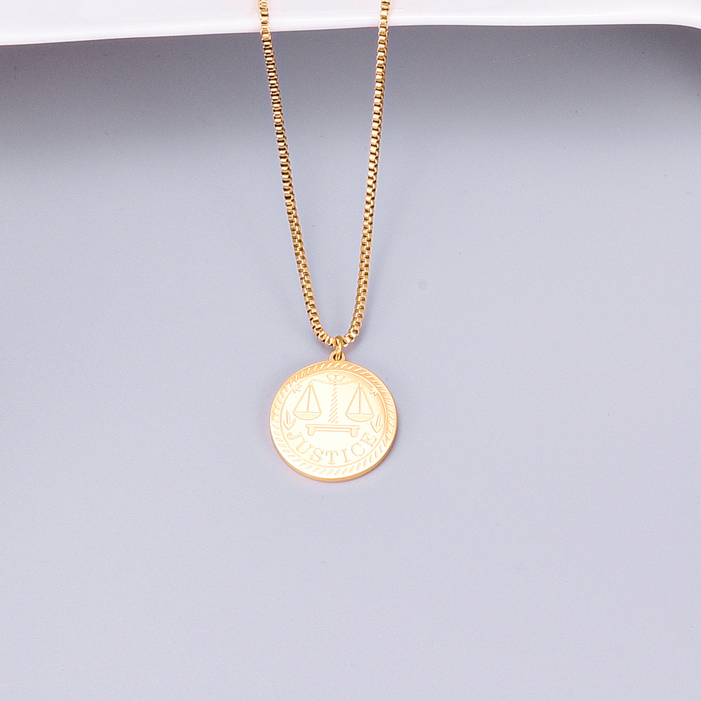 Simple Style Libra Titanium Steel Gold Plated Pendant Necklace 1 Piece