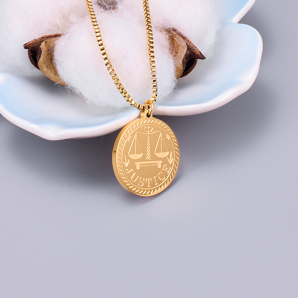 Simple Style Libra Titanium Steel Gold Plated Pendant Necklace 1 Piece
