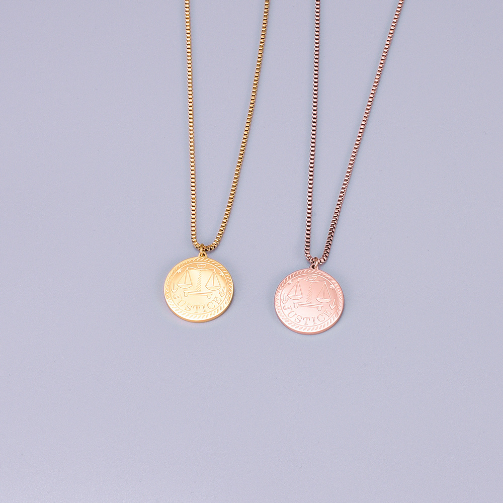 Simple Style Libra Titanium Steel Gold Plated Pendant Necklace 1 Piece