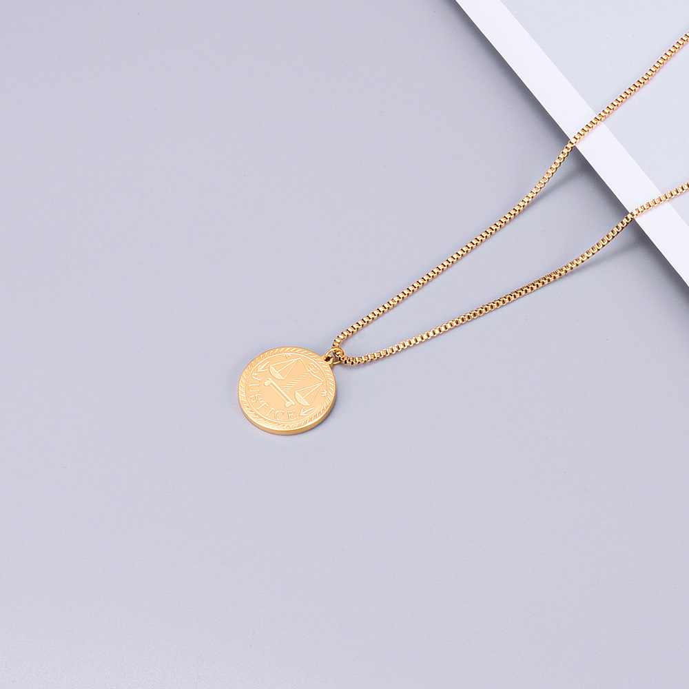 Simple Style Libra Titanium Steel Gold Plated Pendant Necklace 1 Piece