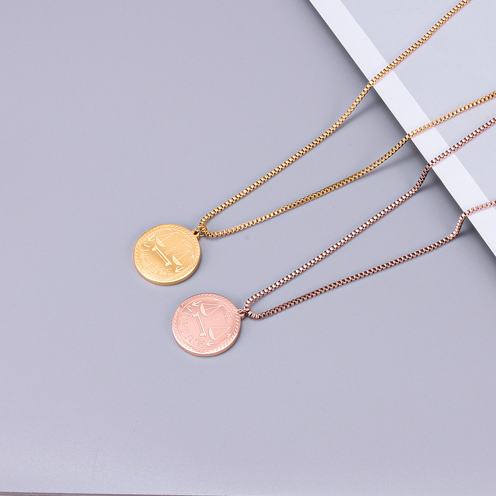 Simple Style Libra Titanium Steel Gold Plated Pendant Necklace 1 Piece