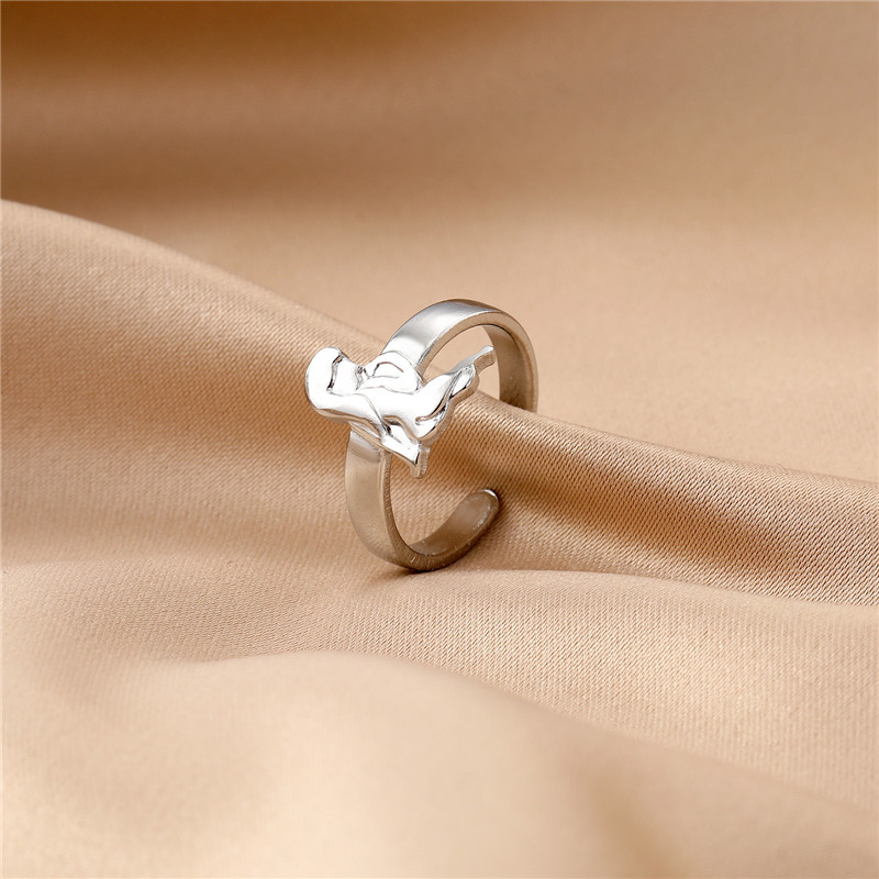 Fashion Animal Stainless Steel Plating Inlay Zircon Open Ring 1 Piece