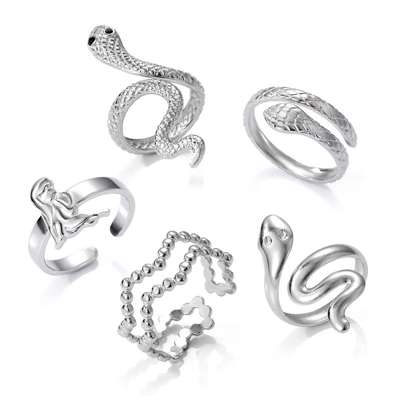 Fashion Animal Stainless Steel Plating Inlay Zircon Open Ring 1 Piece