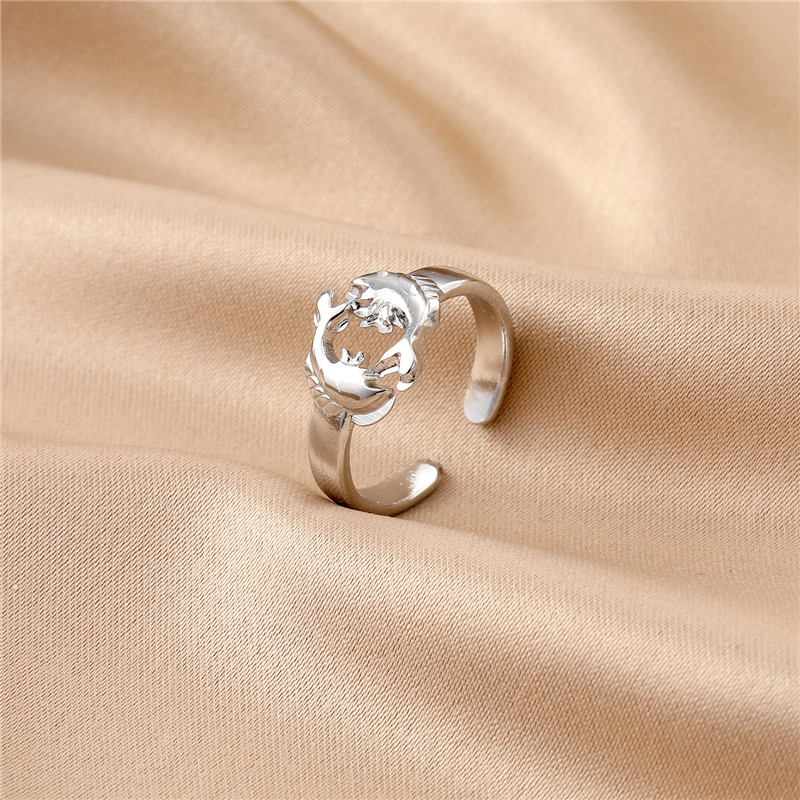 Fashion Animal Stainless Steel Plating Inlay Zircon Open Ring 1 Piece