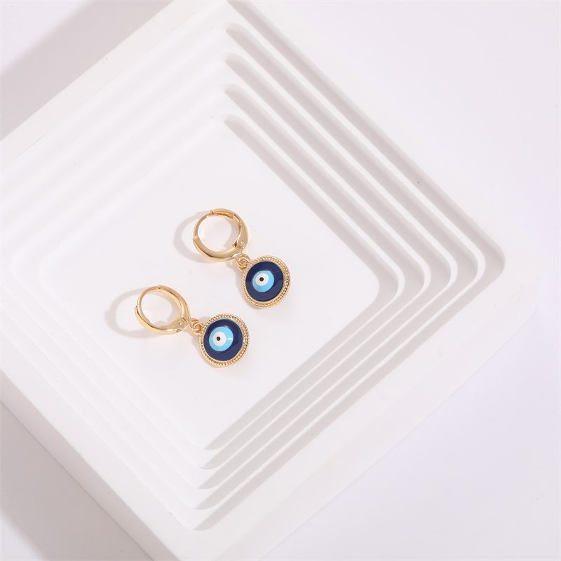 Fashion Devilu0027S Eye Copper Enamel Gold Plated Dangling Earrings 1 Pair