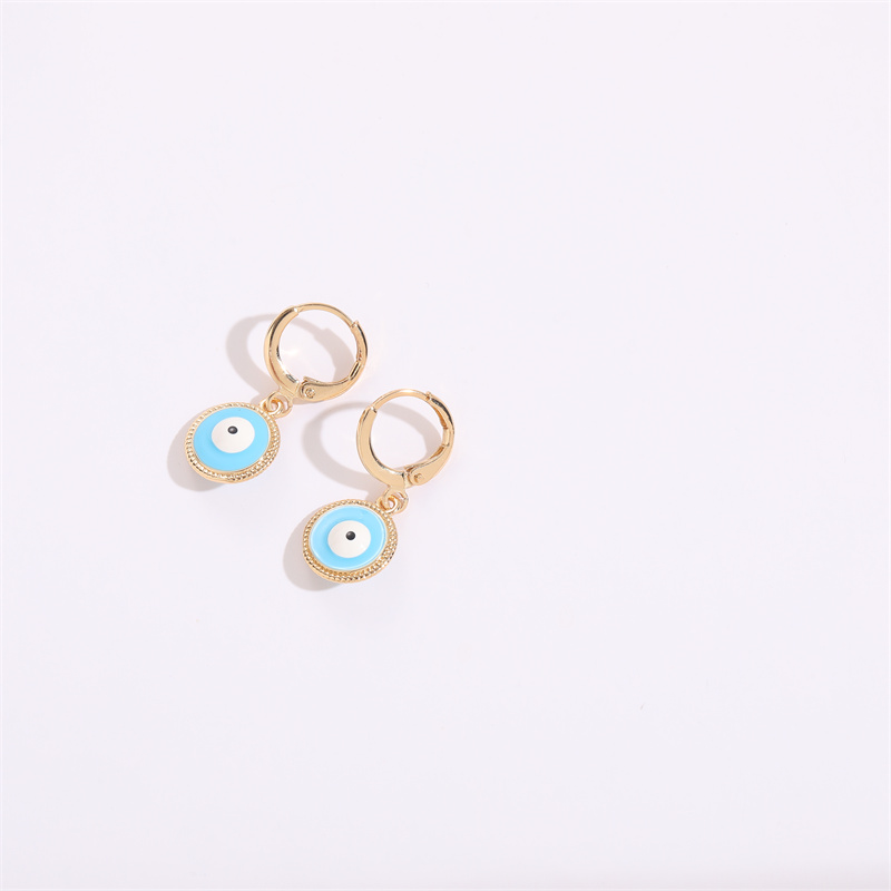 Fashion Devilu0027S Eye Copper Enamel Gold Plated Dangling Earrings 1 Pair