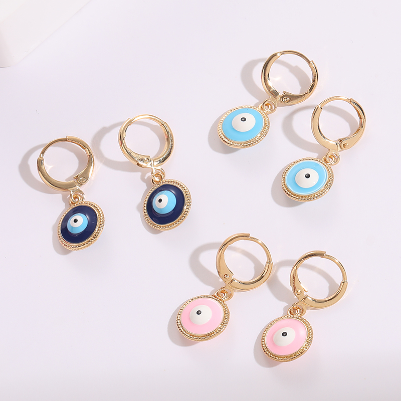 Fashion Devilu0027S Eye Copper Enamel Gold Plated Dangling Earrings 1 Pair