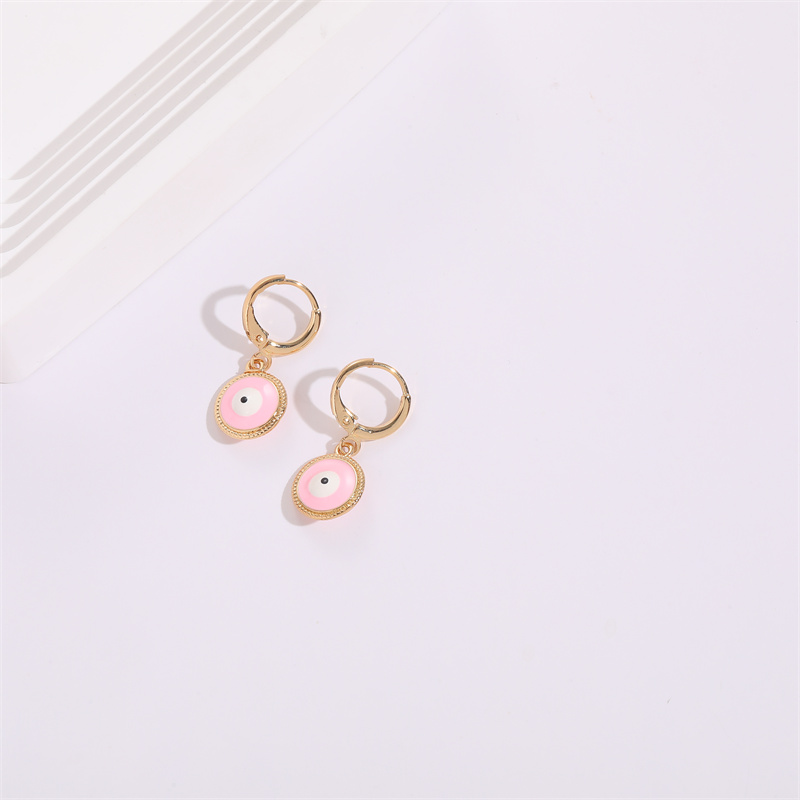 Fashion Devilu0027S Eye Copper Enamel Gold Plated Dangling Earrings 1 Pair