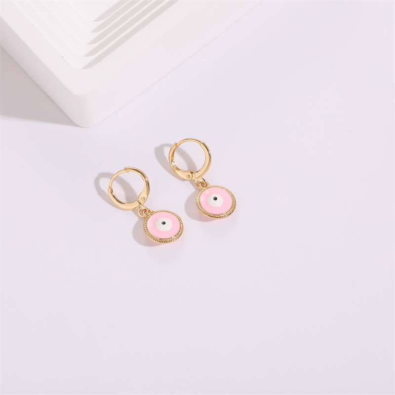 Fashion Devilu0027S Eye Copper Enamel Gold Plated Dangling Earrings 1 Pair