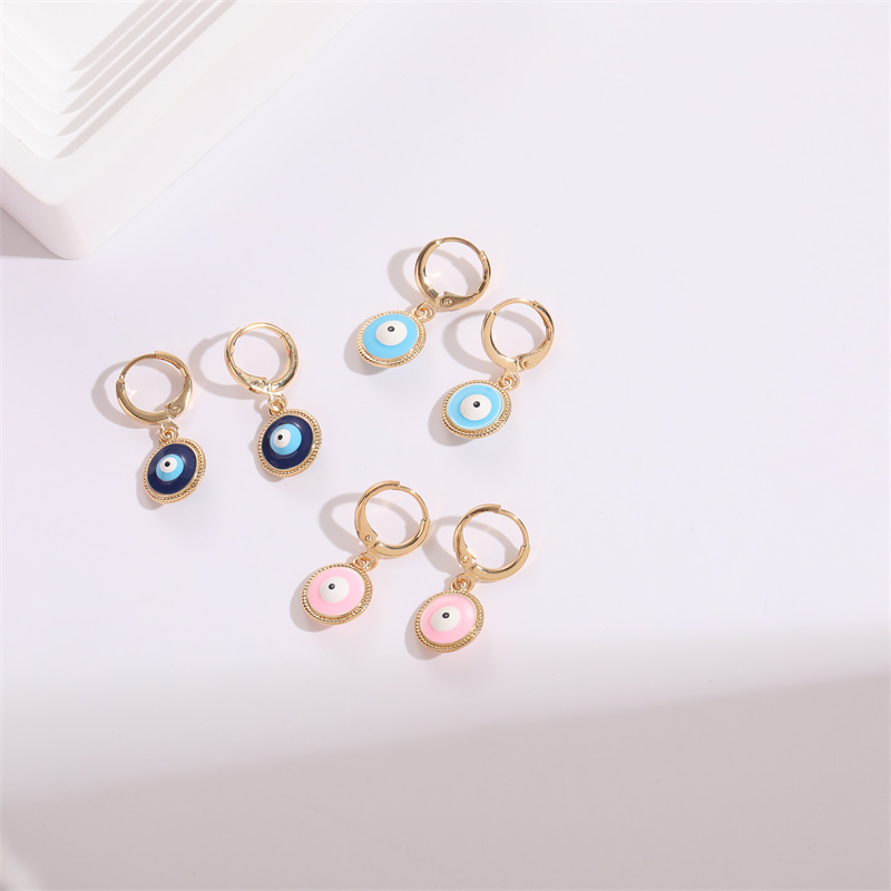 Fashion Devilu0027S Eye Copper Enamel Gold Plated Dangling Earrings 1 Pair