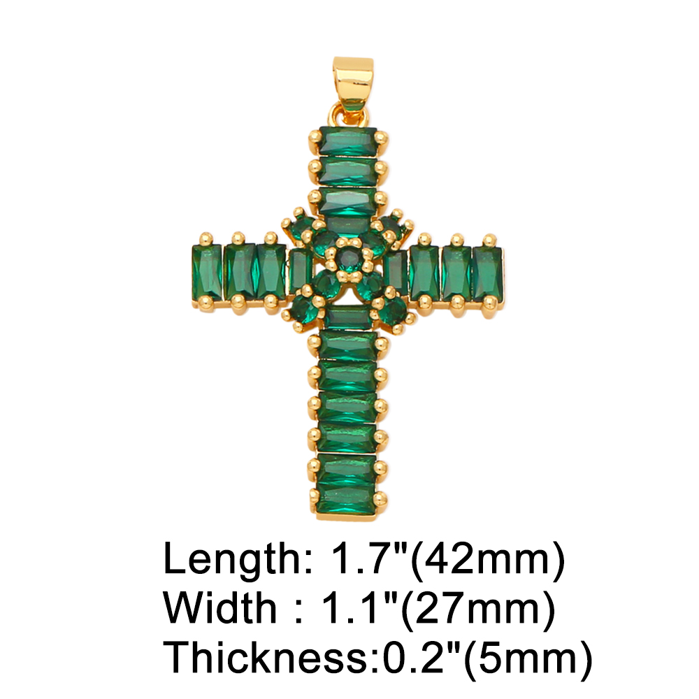 Fashion Cross Copper Gold Plated Zircon Jewelry Accessories 1 Piece