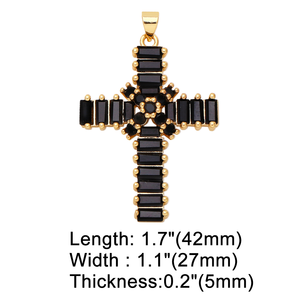 Fashion Cross Copper Gold Plated Zircon Jewelry Accessories 1 Piece