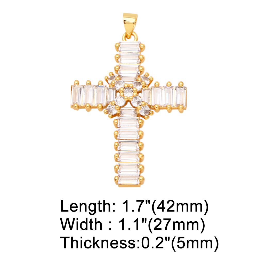 Fashion Cross Copper Gold Plated Zircon Jewelry Accessories 1 Piece