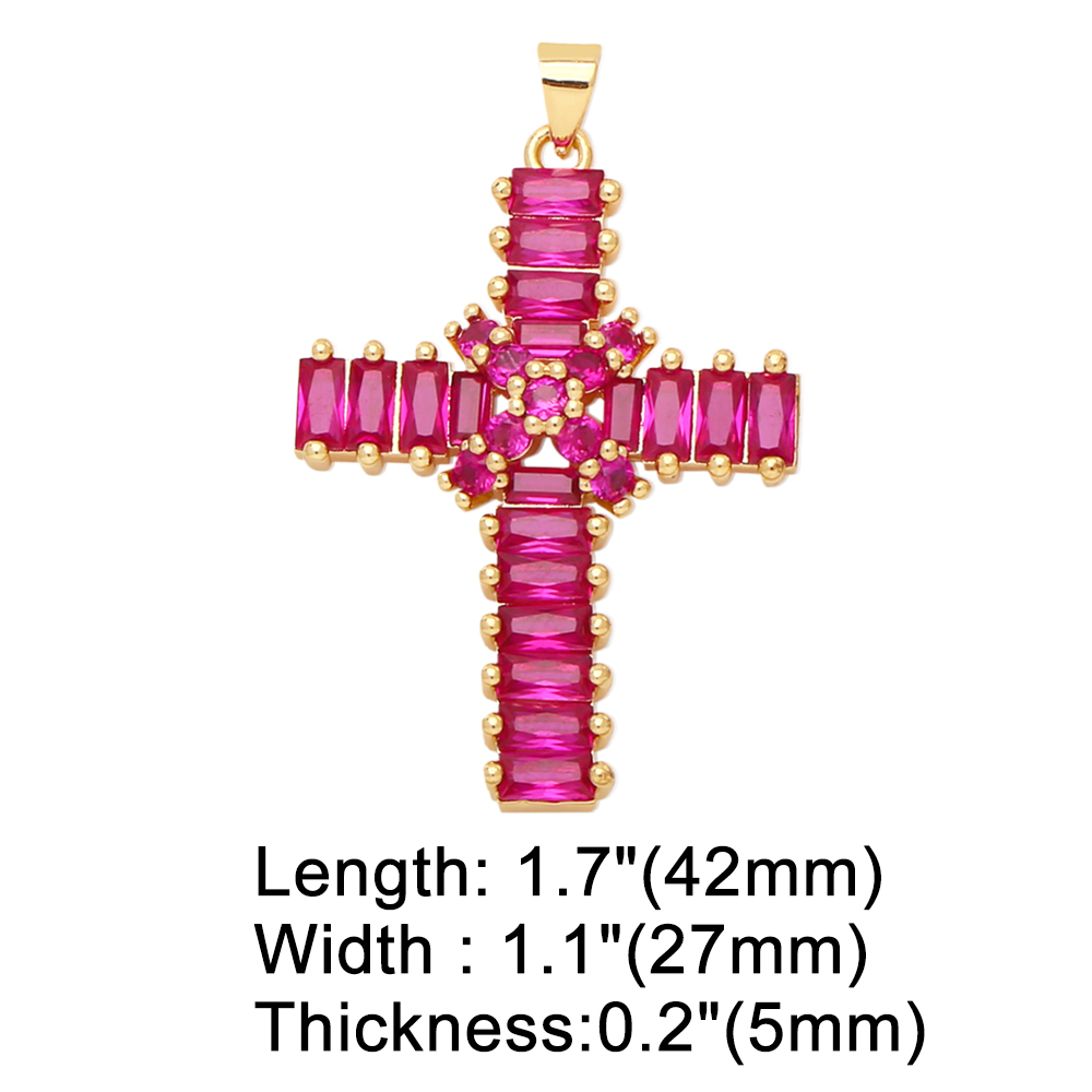 Fashion Cross Copper Gold Plated Zircon Jewelry Accessories 1 Piece