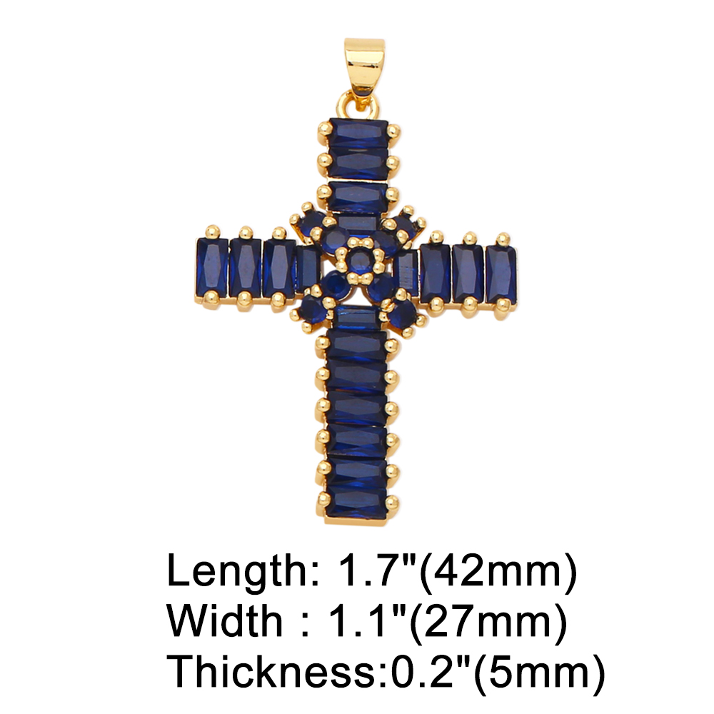 Fashion Cross Copper Gold Plated Zircon Jewelry Accessories 1 Piece