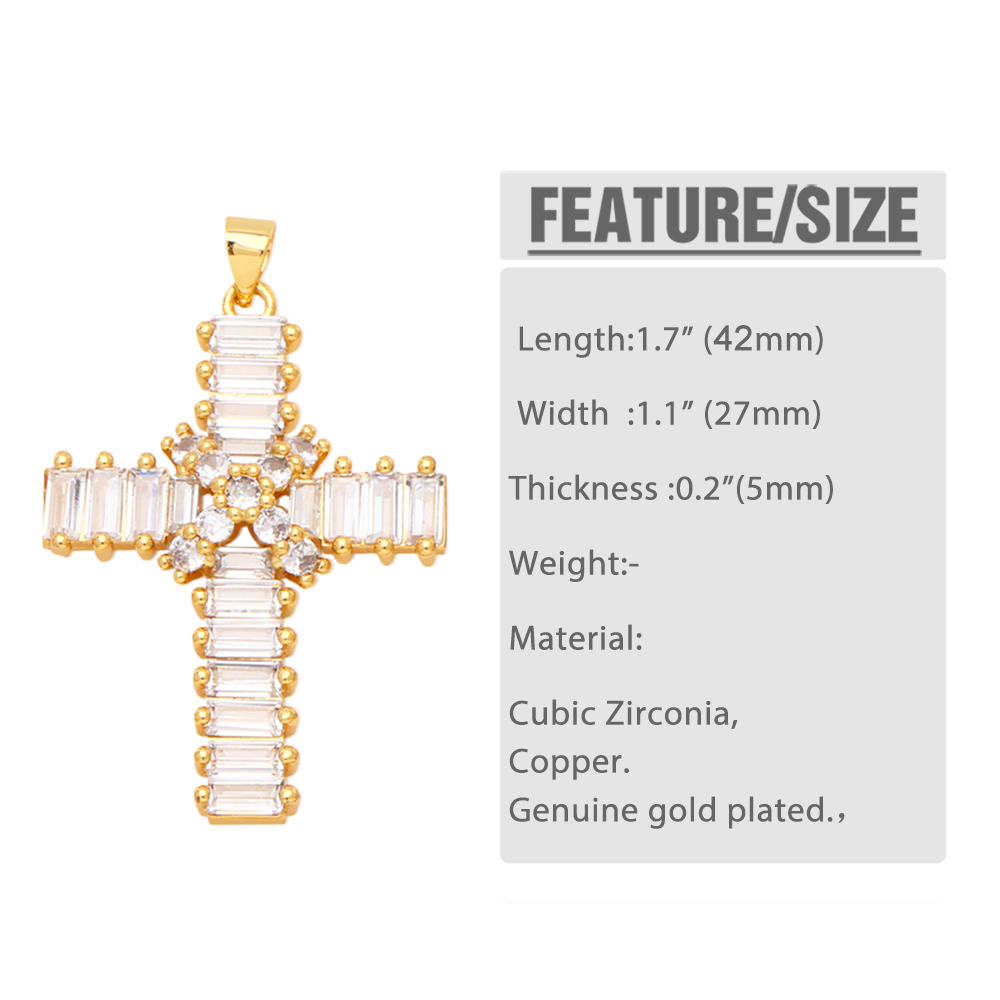 Fashion Cross Copper Gold Plated Zircon Jewelry Accessories 1 Piece