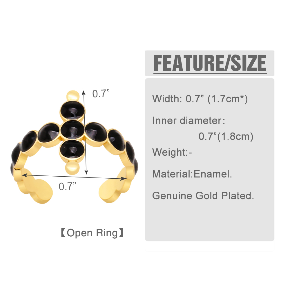 Simple Style Cross Copper Enamel Gold Plated Open Ring 1 Piece