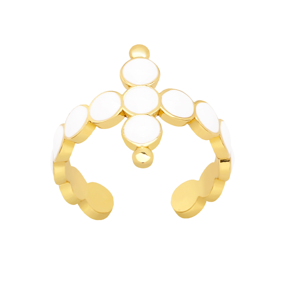 Simple Style Cross Copper Enamel Gold Plated Open Ring 1 Piece
