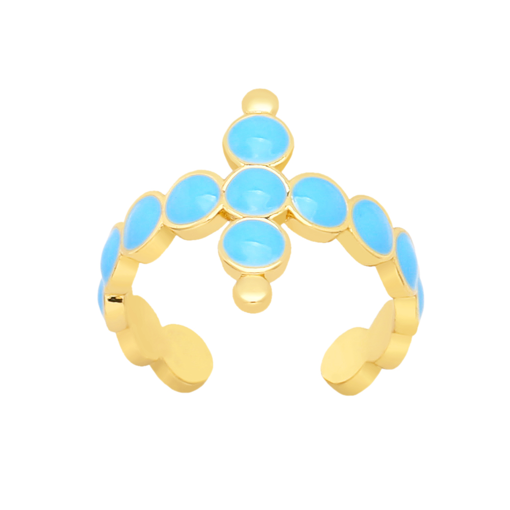 Simple Style Cross Copper Enamel Gold Plated Open Ring 1 Piece