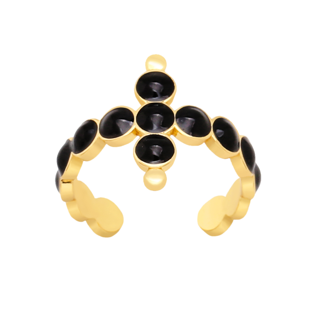 Simple Style Cross Copper Enamel Gold Plated Open Ring 1 Piece