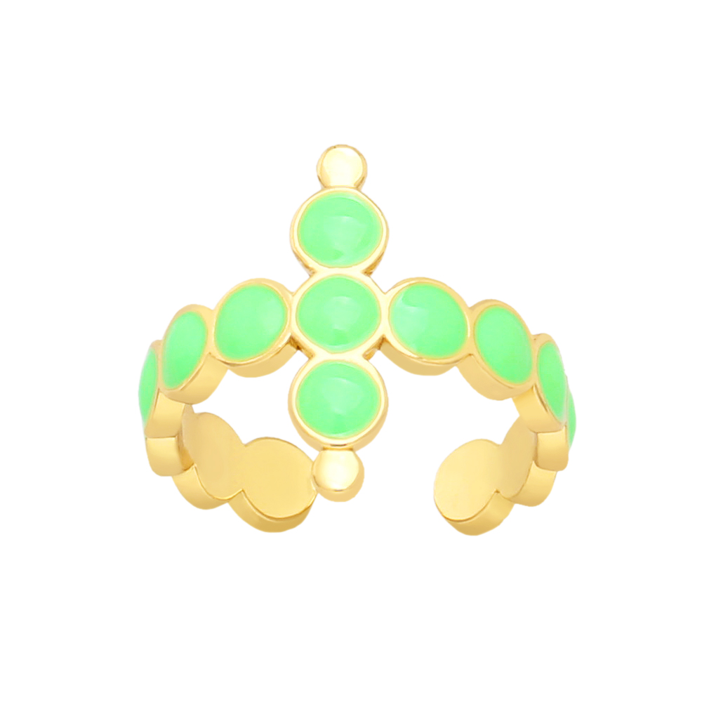 Simple Style Cross Copper Enamel Gold Plated Open Ring 1 Piece