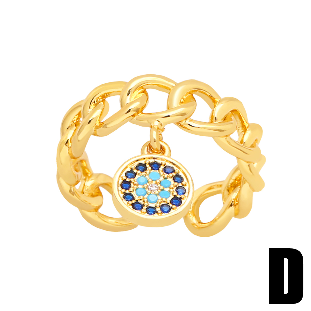 Hip-Hop Devilu0027S Eye Heart Shape Copper Gold Plated Zircon Open Ring 1 Piece