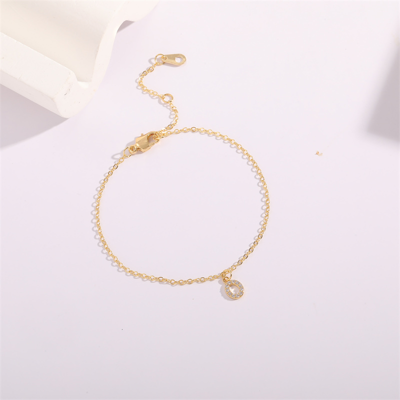 Fashion Letter Copper Gold Plated Zircon Womenu0027S Anklet 1 Piece