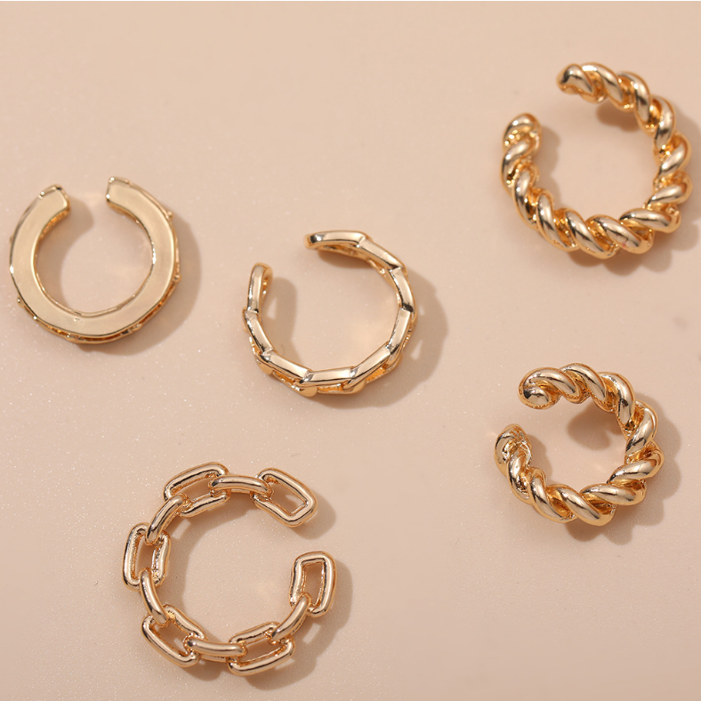 Simple Style C Shape Alloy Womenu0027S Ear clips 5 Pieces