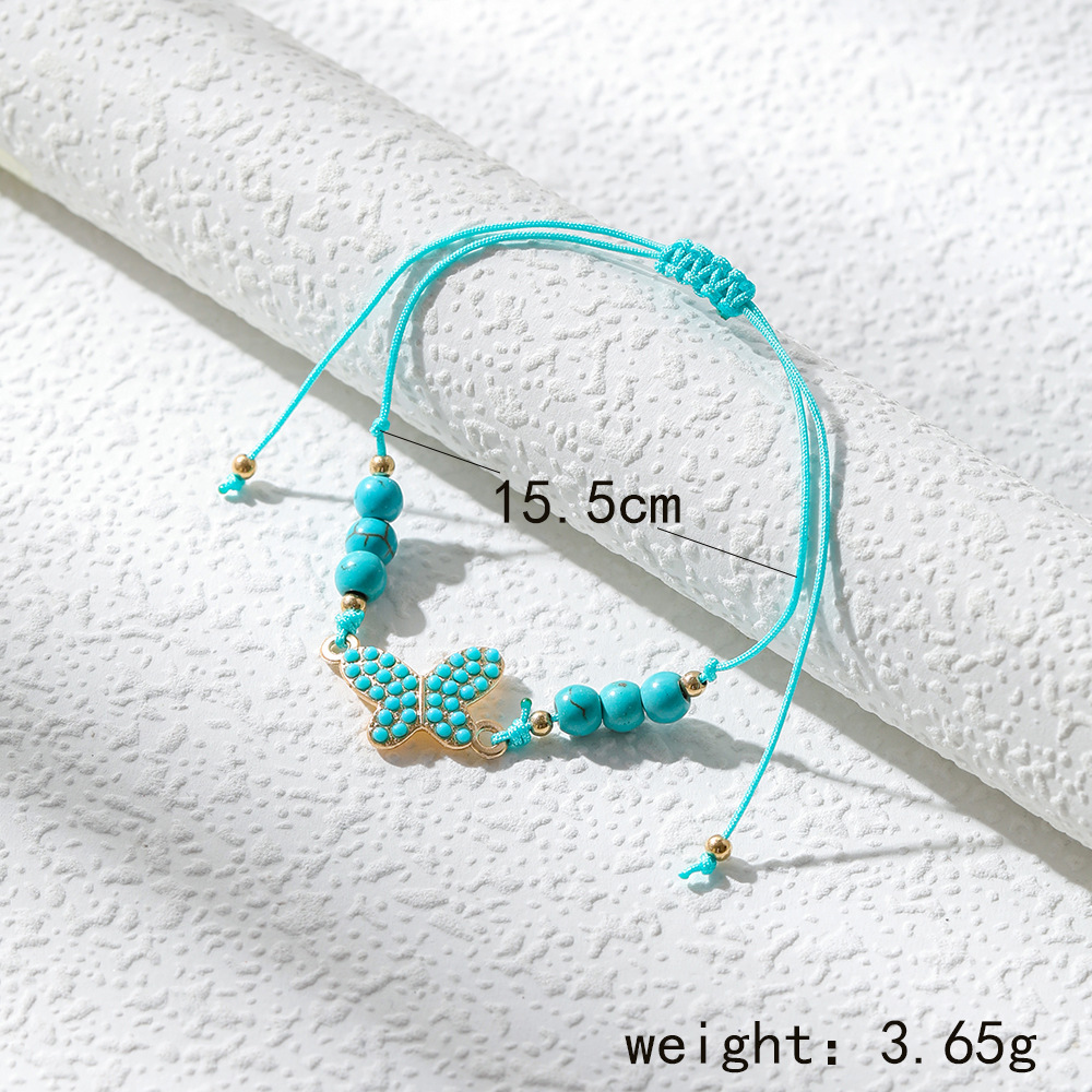 Ethnic Style Heart Shape Butterfly Alloy Plating Turquoise Womenu0027S Bracelets 1 Piece