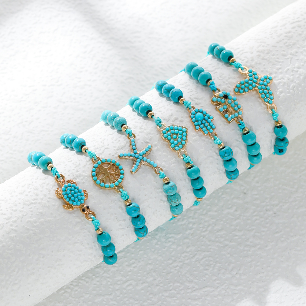 Ethnic Style Heart Shape Butterfly Alloy Plating Turquoise Womenu0027S Bracelets 1 Piece