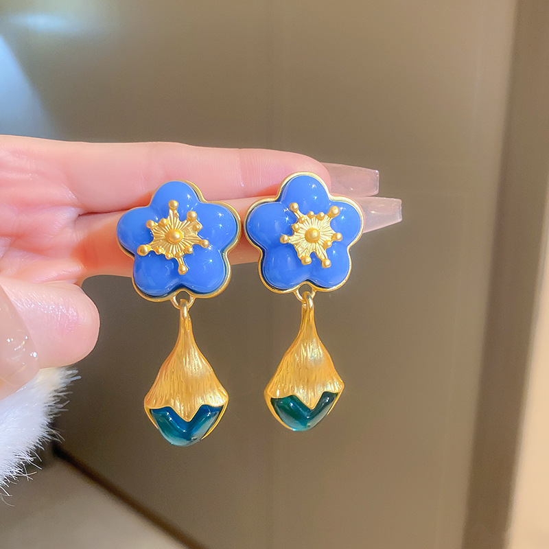 Fashion Flower Copper Plating Drop Earrings 1 Pair