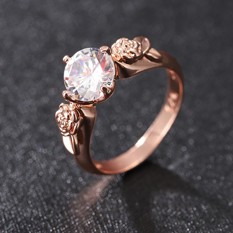 Fashion Flower Copper Inlay Zircon Rings 2 Pieces