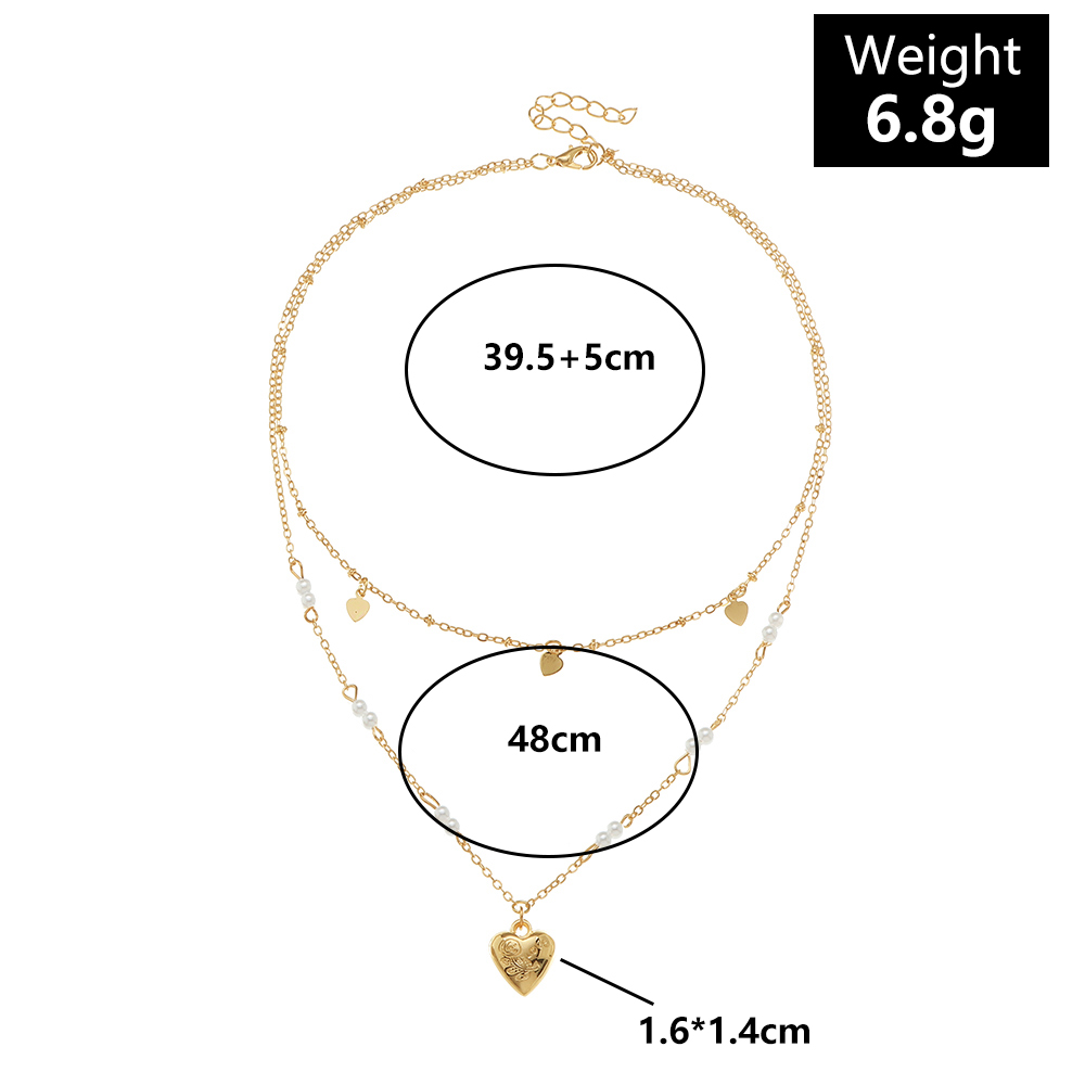 Fashion Heart Shape Alloy Pearl Womenu0027S Layered Necklaces 1 Piece