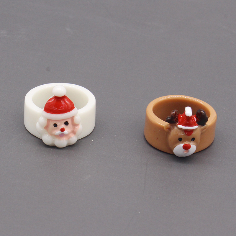 Cute Santa Claus Elk Resin Womenu0027S Rings 1 Piece