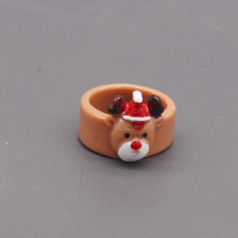 Cute Santa Claus Elk Resin Womenu0027S Rings 1 Piece