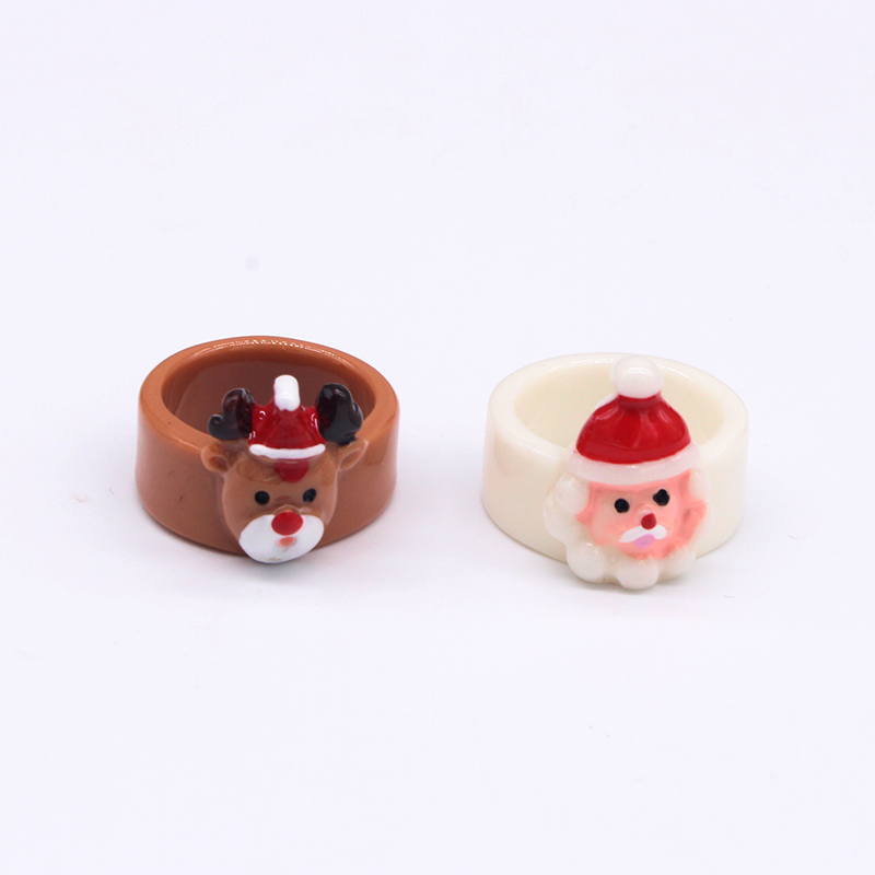 Cute Santa Claus Elk Resin Womenu0027S Rings 1 Piece