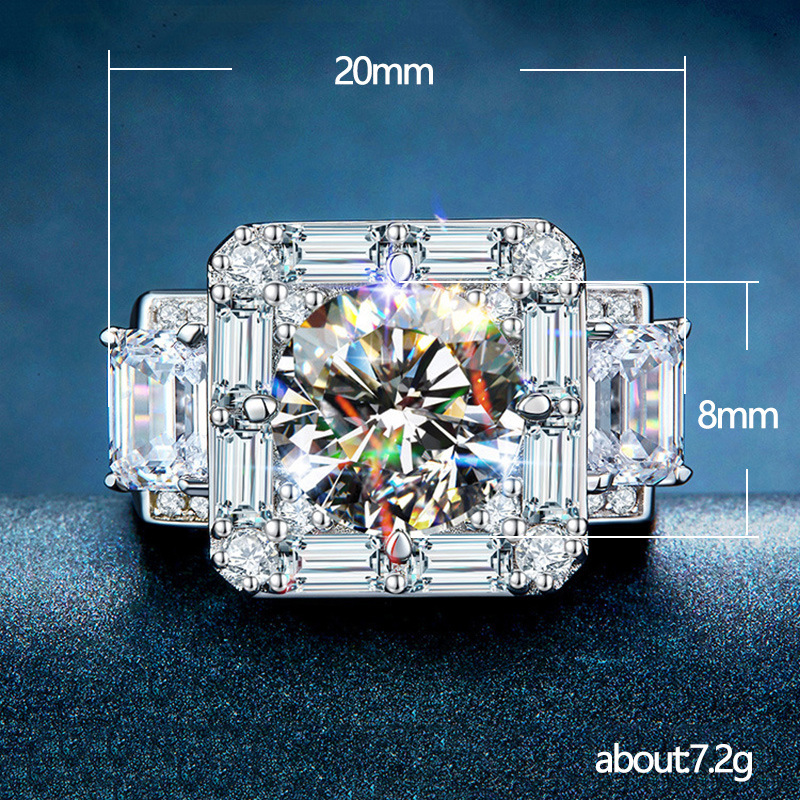 Luxurious Square Copper Inlay Artificial Diamond Zircon Rings 1 Piece