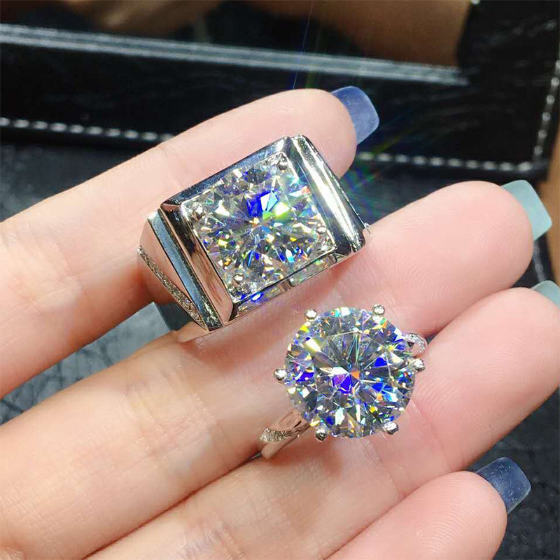 Fashion Round Square Copper Inlay Artificial Diamond Zircon Rings 1 Piece