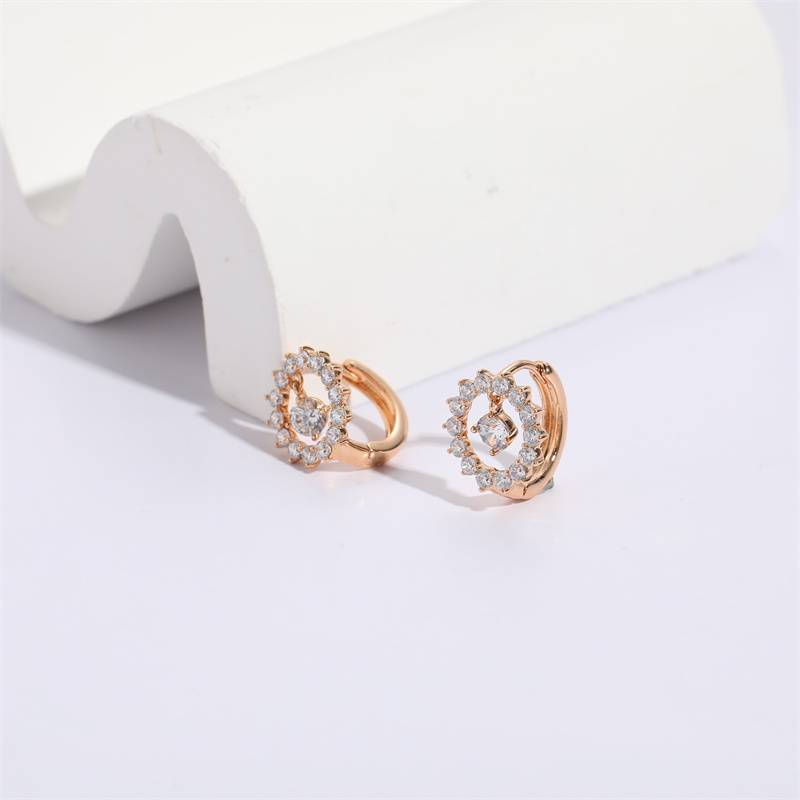 Fashion Peacock Star Water Droplets Copper Gold Plated Zircon Earrings 1 Pair