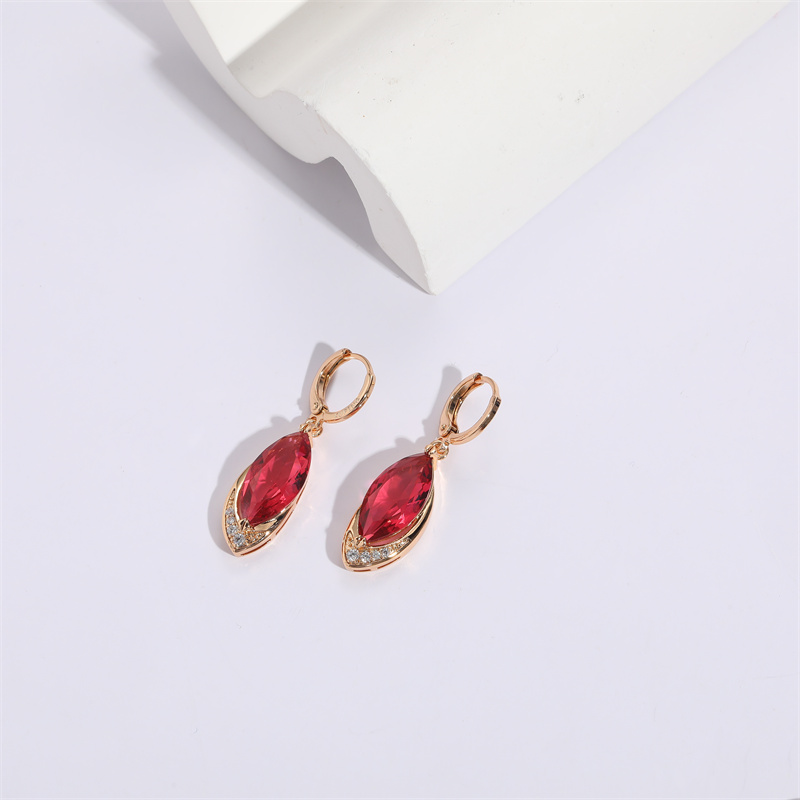 Fashion Peacock Star Water Droplets Copper Gold Plated Zircon Earrings 1 Pair