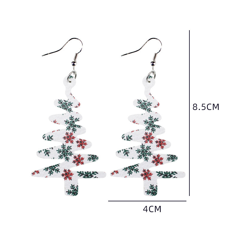 Retro Christmas Tree Snowflake Pu Leather Womenu0027S Drop Earrings 1 Pair