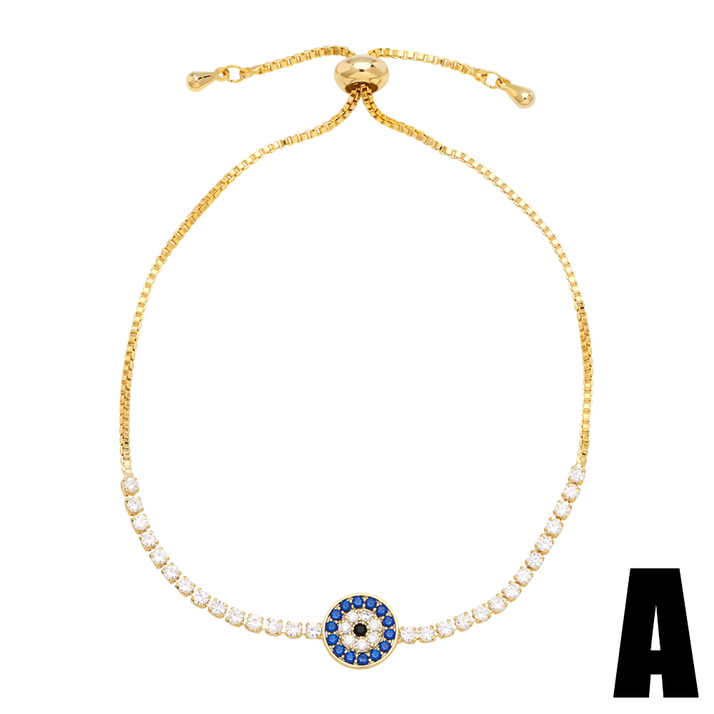 Retro Devilu0027S Eye Hand Of Fatima rope Copper Gold Plated Zircon Bracelets 1 Piece